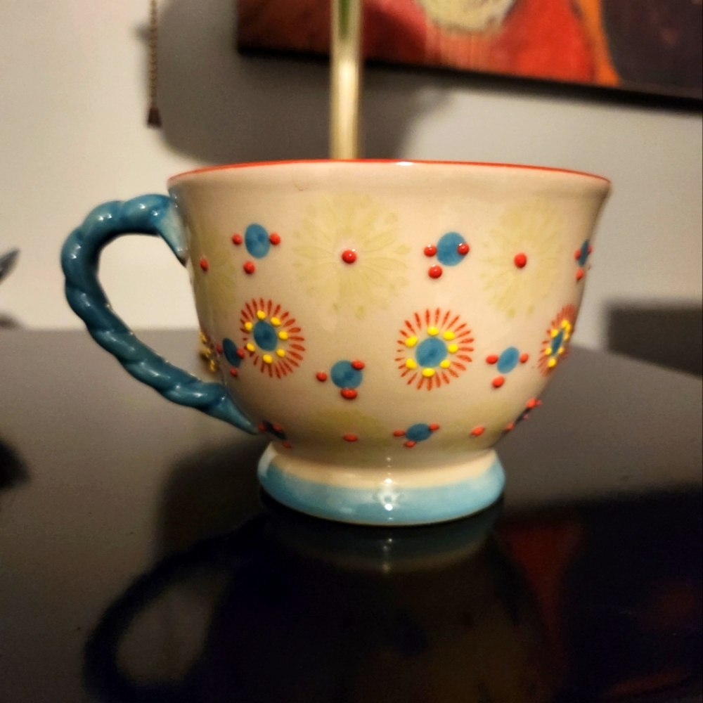 Anthropologie Yokohama Studio Hand Painted burst Textured Mug